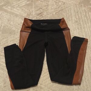 Athleta Black and Brown Panel Leggings